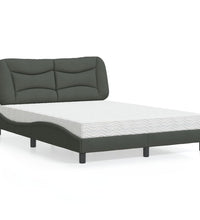 Bett mit Matratze Dunkelgrau 140x190 cm Stoff