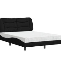 Bett mit Matratze Schwarz 140x190 cm Stoff