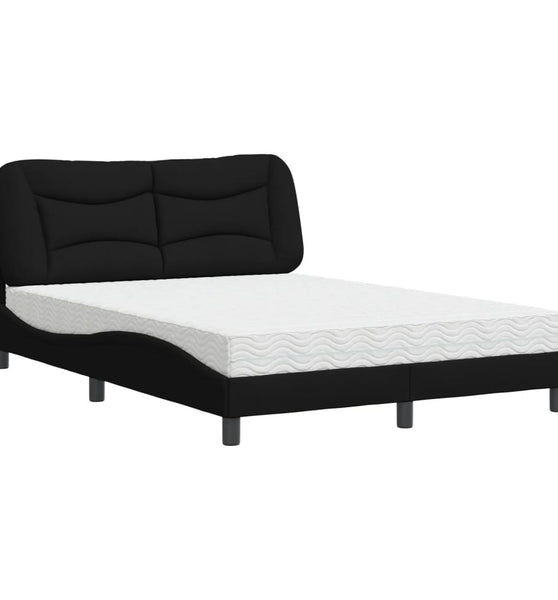 Bett mit Matratze Schwarz 140x190 cm Stoff