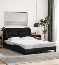 Bett mit Matratze Schwarz 140x190 cm Stoff