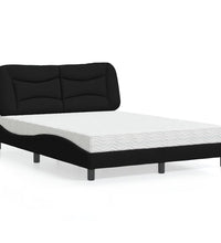 Bett mit Matratze Schwarz 140x190 cm Stoff