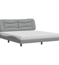 Bett mit Matratze Hellgrau 180x200 cm Stoff