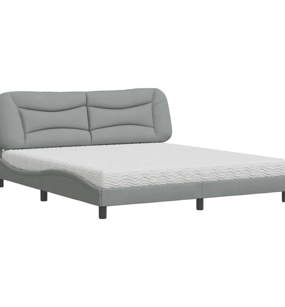 Bett mit Matratze Hellgrau 180x200 cm Stoff