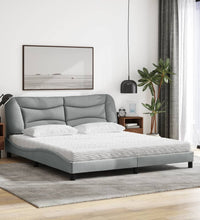 Bett mit Matratze Hellgrau 180x200 cm Stoff