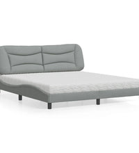 Bett mit Matratze Hellgrau 180x200 cm Stoff