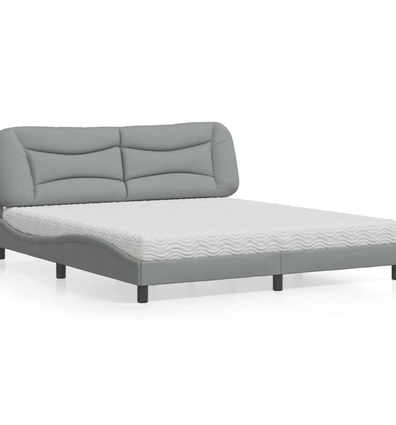 Bett mit Matratze Hellgrau 180x200 cm Stoff