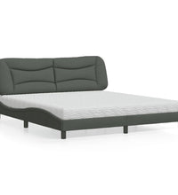 Bett mit Matratze Dunkelgrau 180x200 cm Stoff