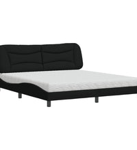 Bett mit Matratze Schwarz 180x200 cm Stoff