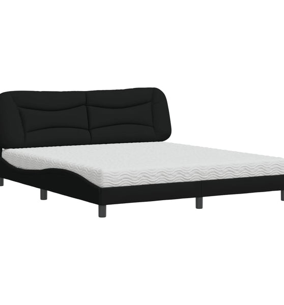 Bett mit Matratze Schwarz 180x200 cm Stoff