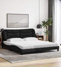 Bett mit Matratze Schwarz 180x200 cm Stoff