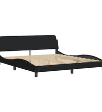 Bett mit Matratze Schwarz 180x200 cm Stoff