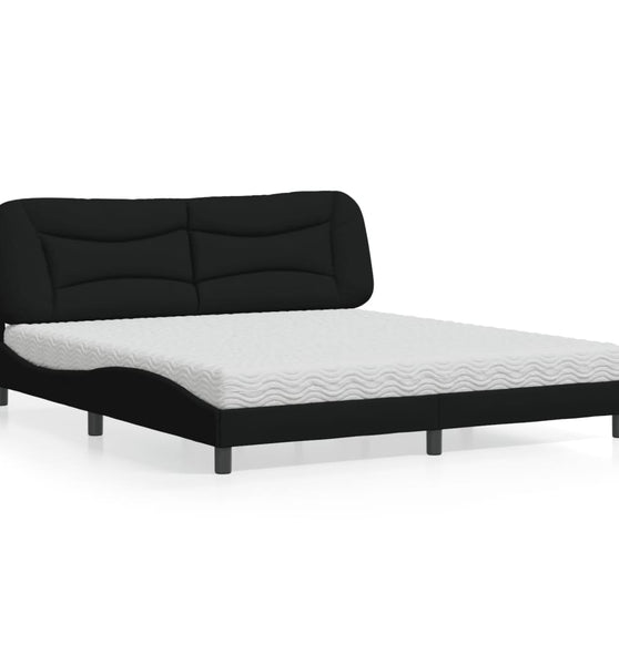 Bett mit Matratze Schwarz 180x200 cm Stoff