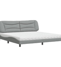 Bett mit Matratze Hellgrau 200x200 cm Stoff