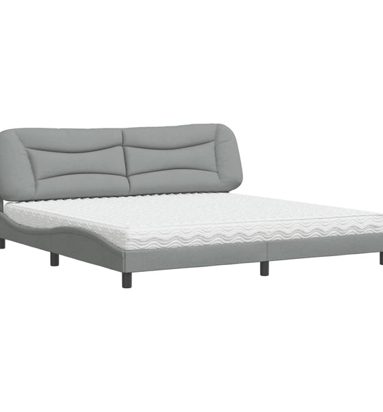 Bett mit Matratze Hellgrau 200x200 cm Stoff