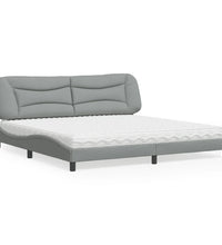 Bett mit Matratze Hellgrau 200x200 cm Stoff