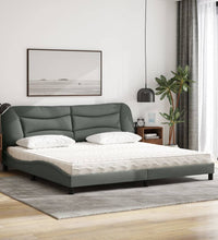 Bett mit Matratze Dunkelgrau 200x200 cm Stoff