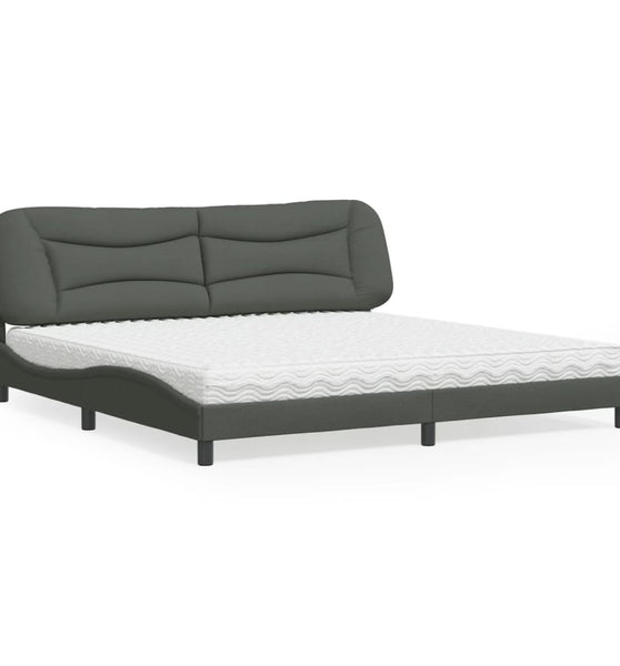 Bett mit Matratze Dunkelgrau 200x200 cm Stoff