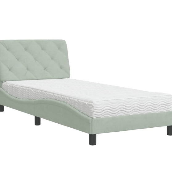 Bett mit Matratze Hellgrau 80x200 cm Samt