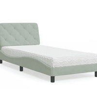 Bett mit Matratze Hellgrau 80x200 cm Samt