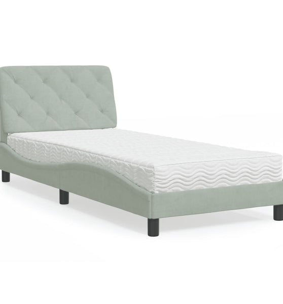 Bett mit Matratze Hellgrau 80x200 cm Samt