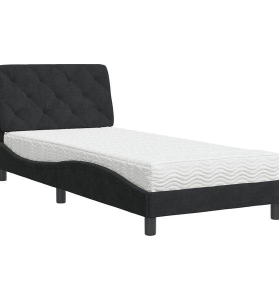 Bett mit Matratze Schwarz 90x190 cm Samt