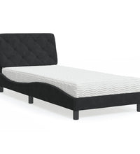 Bett mit Matratze Schwarz 90x190 cm Samt