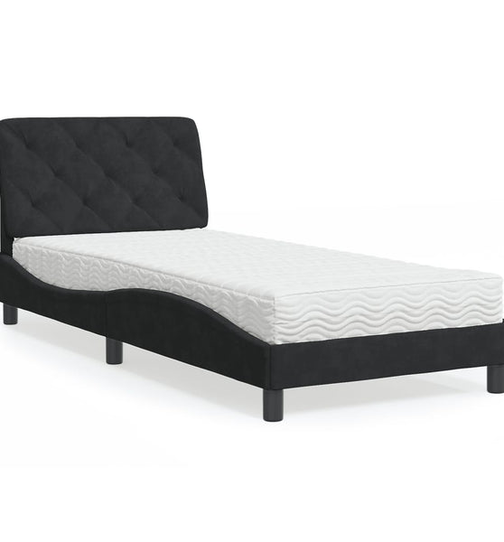 Bett mit Matratze Schwarz 90x190 cm Samt