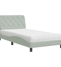 Bett mit Matratze Hellgrau 100x200 cm Samt