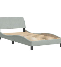 Bett mit Matratze Hellgrau 100x200 cm Samt