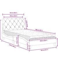 Bett mit Matratze Hellgrau 100x200 cm Samt