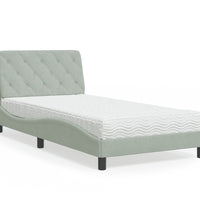 Bett mit Matratze Hellgrau 100x200 cm Samt