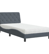 Bett mit Matratze Dunkelgrau 100x200 cm Samt