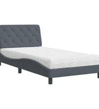 Bett mit Matratze Dunkelgrau 100x200 cm Samt