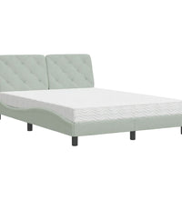 Bett mit Matratze Hellgrau 140x190 cm Samt