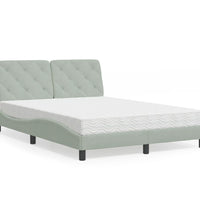 Bett mit Matratze Hellgrau 140x190 cm Samt