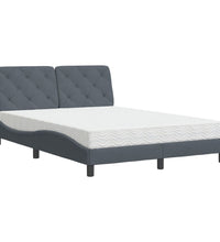 Bett mit Matratze Dunkelgrau 140x190 cm Samt