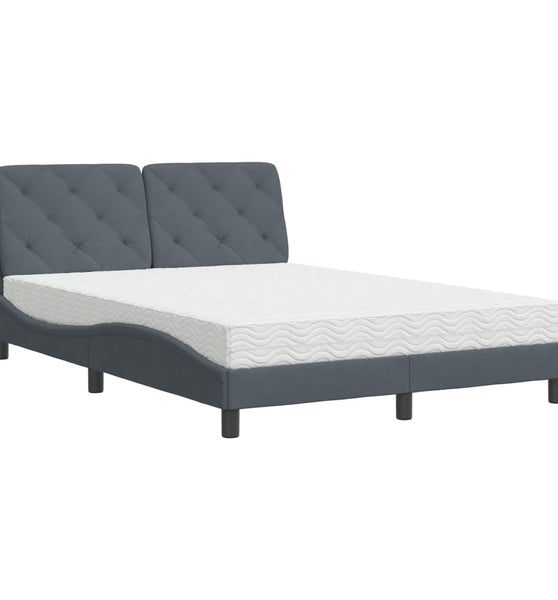 Bett mit Matratze Dunkelgrau 140x190 cm Samt