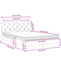 Bett mit Matratze Dunkelgrau 140x190 cm Samt