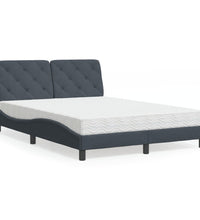 Bett mit Matratze Dunkelgrau 140x190 cm Samt
