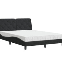 Bett mit Matratze Schwarz 140x190 cm Samt