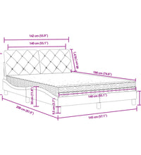 Bett mit Matratze Schwarz 140x190 cm Samt