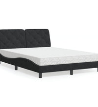 Bett mit Matratze Schwarz 140x190 cm Samt