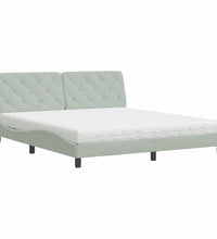 Bett mit Matratze Hellgrau 180x200 cm Samt