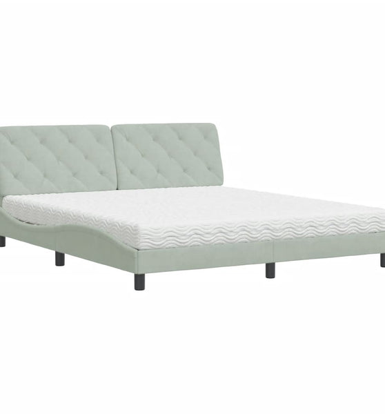 Bett mit Matratze Hellgrau 180x200 cm Samt
