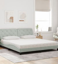 Bett mit Matratze Hellgrau 180x200 cm Samt