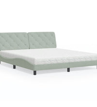 Bett mit Matratze Hellgrau 180x200 cm Samt