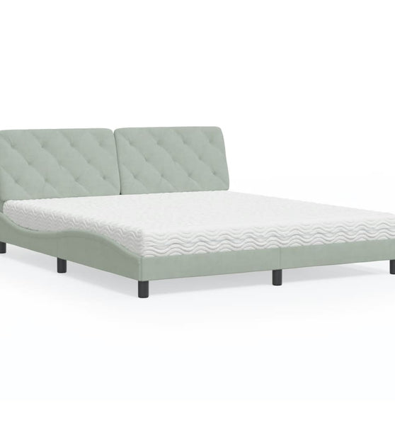 Bett mit Matratze Hellgrau 180x200 cm Samt