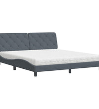 Bett mit Matratze Dunkelgrau 180x200 cm Samt