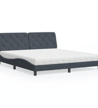 Bett mit Matratze Dunkelgrau 180x200 cm Samt