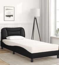 Bett mit Matratze Schwarz 80x200 cm Kunstleder